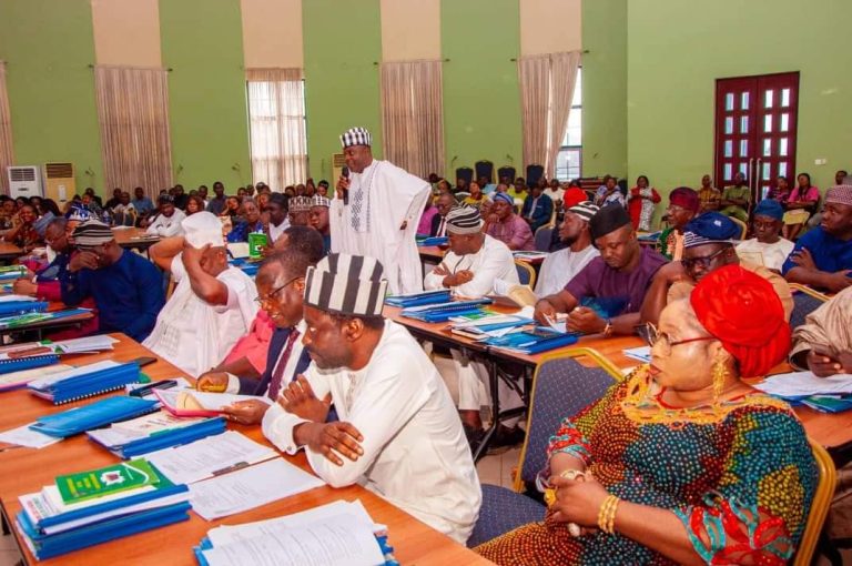 Assembly members during the screening at Government House Makurdi as the Assembly Complex is under renovation.