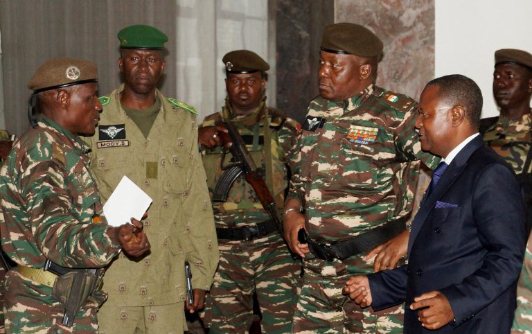 General Abdourahmane Tiani, who was declared as the new head of state of Niger arrives to meet with ministers in Niamey, Niger July 28, 2023.