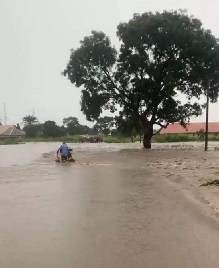 Makurdi Residents Count Losses as 17 Hours’ Downpour Cuts UniAgric Road A flooded UniAgric Road, North Bank, as at 2pm September 4, 2023.