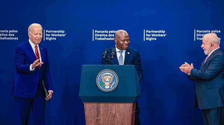 ILO Welcomes US-Brazil Global Initiative On Decent Work Biden, Houngbo and Lula