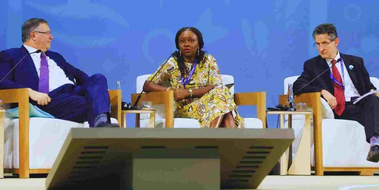 Executive Vice President, Upstream, NNPC Ltd., Oritsemeyiwa Eyesan during a Panel Session titled “Accelerating the Elimination of Methane Emissions & the Decarbonization of Oil & Gas,” on the sidelines of the on-going United Nations Climate Change Conference, also known as COP28, taking place in Dubai, the United Arab Emirates, Tuesday.