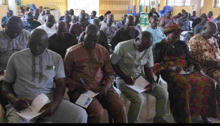 Zonal officers, educational secretaries and accountants during the meeting with SUBEB management at the Board's headquarters in Makurdi on Friday.