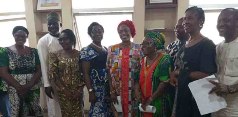 Group photography during the courtesy call at the Ministry of Women Affairs & Social Development, Makurdi on Tuesday.