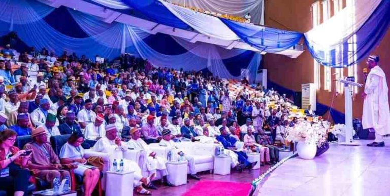 Perennial Flooding: FG To Construct Dams In Benue, Adamawa Minister of Water Resources & Sanitation, Prof. Terlumun Utsev, addressing participants at the 13th Regular meeting of the National Council on Water Resources & Sanitation in Abuja on Thursday. Photo credit - Terhemen Oraduen