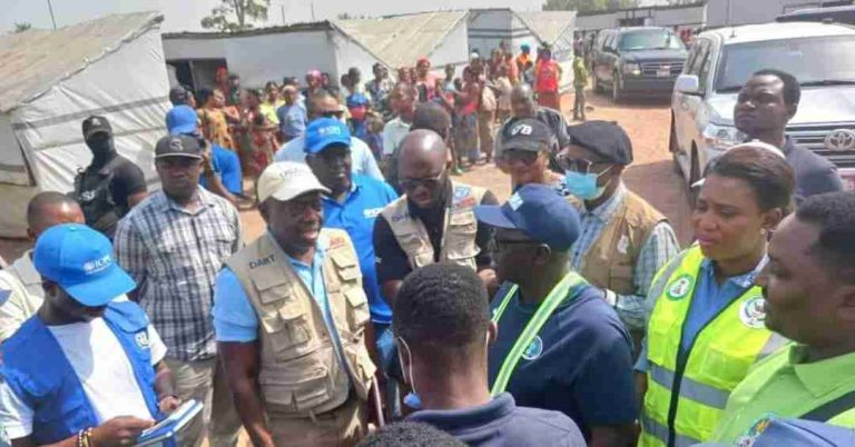 The US delegation with BSEMA Executive Secretary and some staff of the agency in one of the IDP camps during the needs assessment visit.