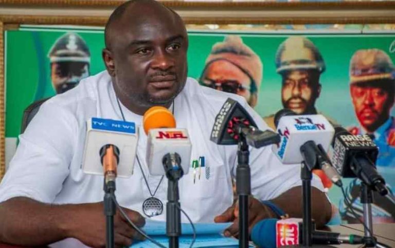 Tersoo Kula, Chief Press Secretary to Governor Alia, briefing journalists Thursday on the outcome of Wednesday State Executive Council meeting.