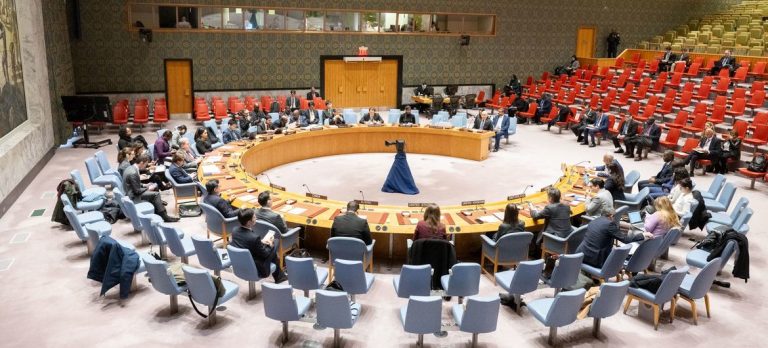 A meeting of the UN Security Council.