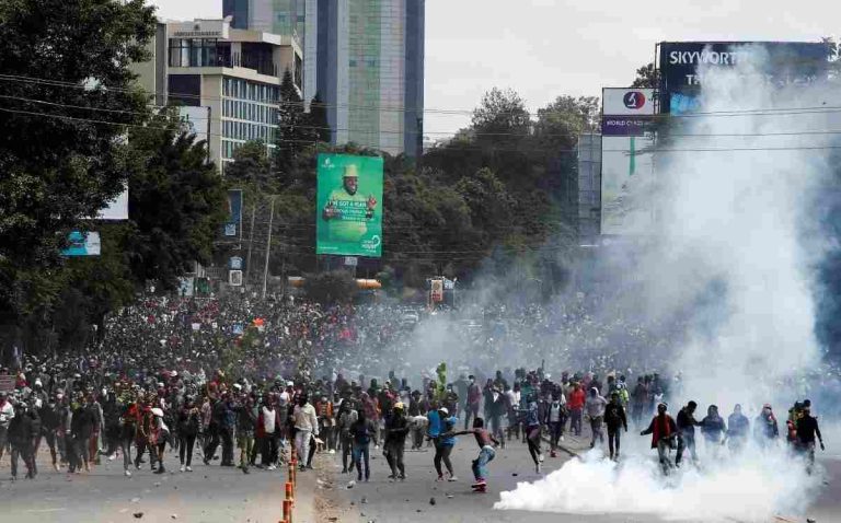 People attend a demonstration against Kenya's proposed finance bill 2024-2025 in Nairobi, Kenya, June 25, 2024