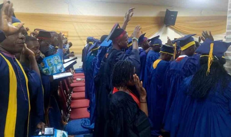 ICTM, Ortom’s Private Poly, Matriculates 165 Students The ICTM matriculants taking oath of allegiance