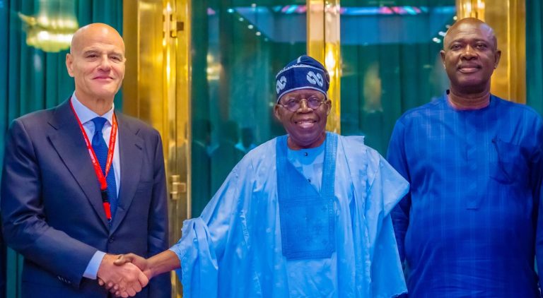 Tinubu Says His Reforms Will Make Nigeria Competitive PRESIDENT Bola Tinubu with the Chief Executive Officer of ENI, Mr Claudio Descalzi, at the Presidential Villa, on Friday