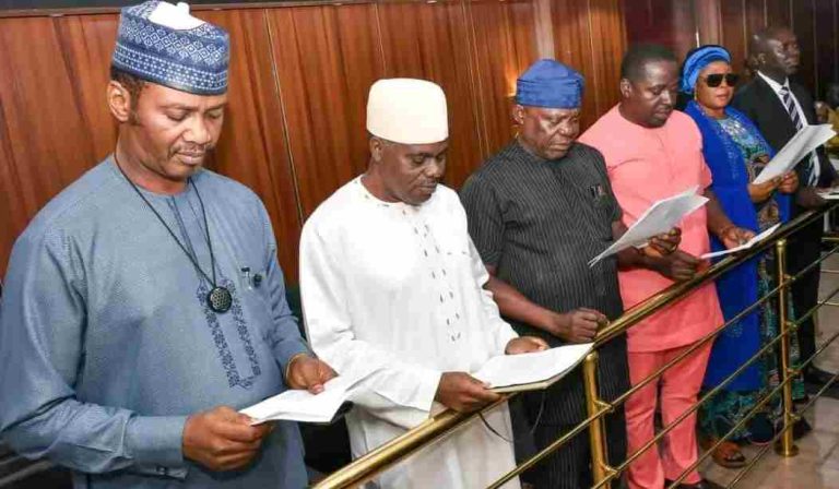 Members of Benue APC Caretaker Committee during their inauguration in Abuja, Wednesday.