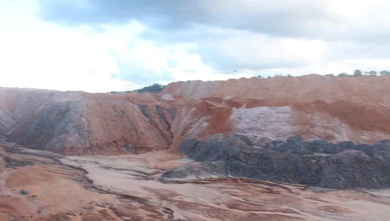 One of the mine pits in Abache Village after coal stripping by Dangote Coal Mines Ltd.