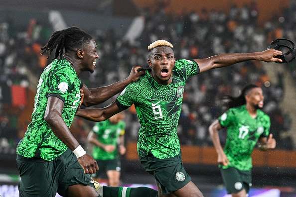 Morocco 2025: Osimhen’s Late Header Seals Top Spot For Nigeria Osimhen, Lookman celebrate goal