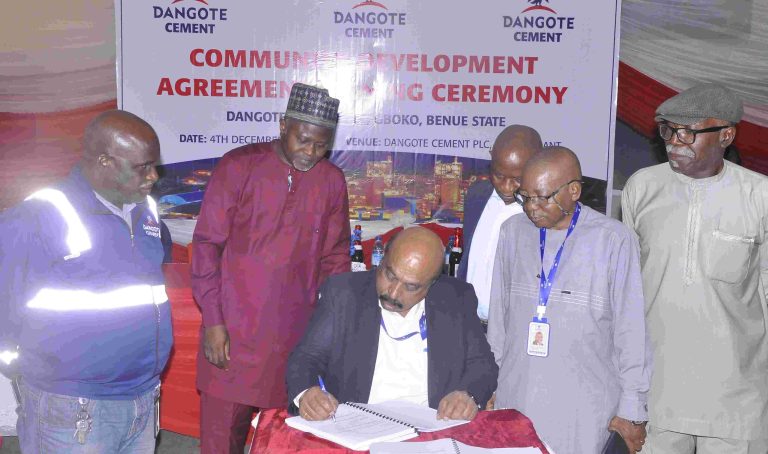 Grumbles As Dangote Cement Plant, Host Communities Sign CDA The signing ceremony of the CDA