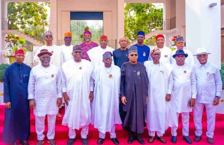 The president, vice president and some governors in group photograph during the New Year homage.