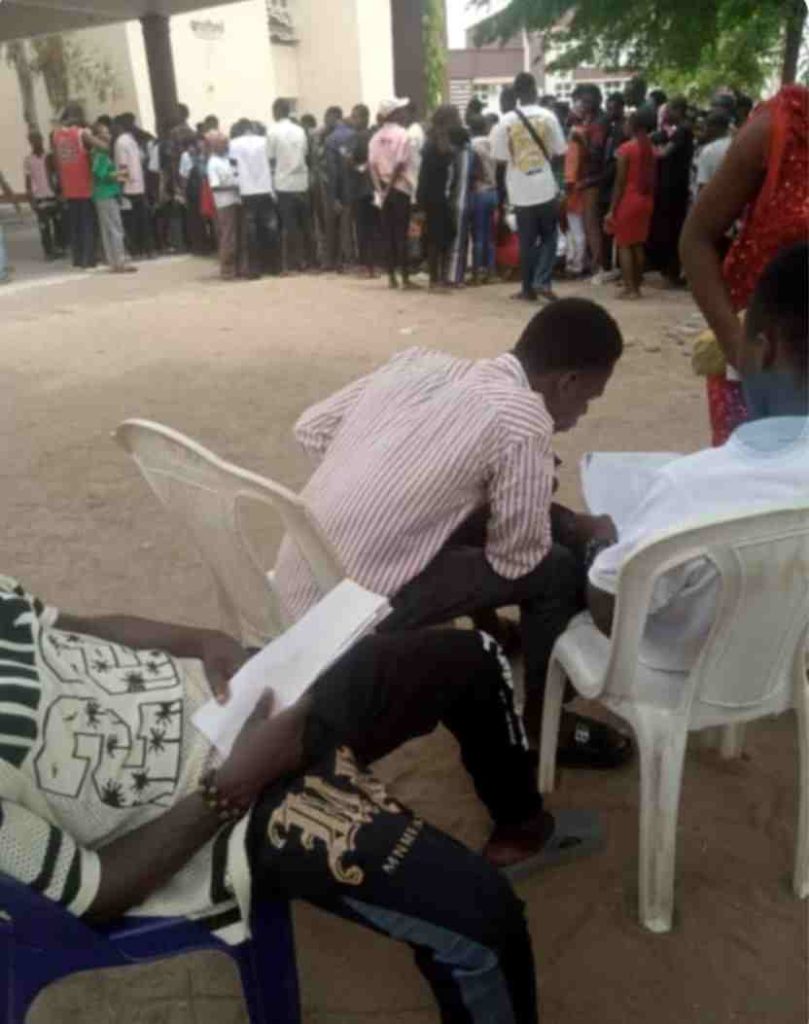 BSU students awaiting their turns to take GST exam