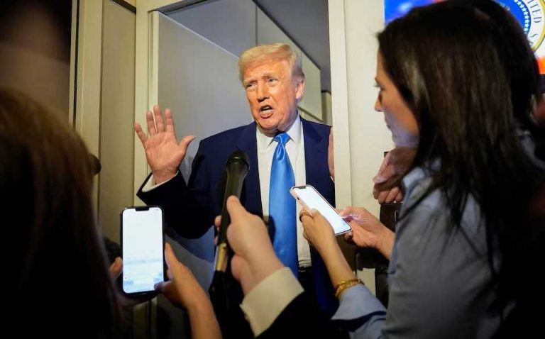 Trump speaks to press