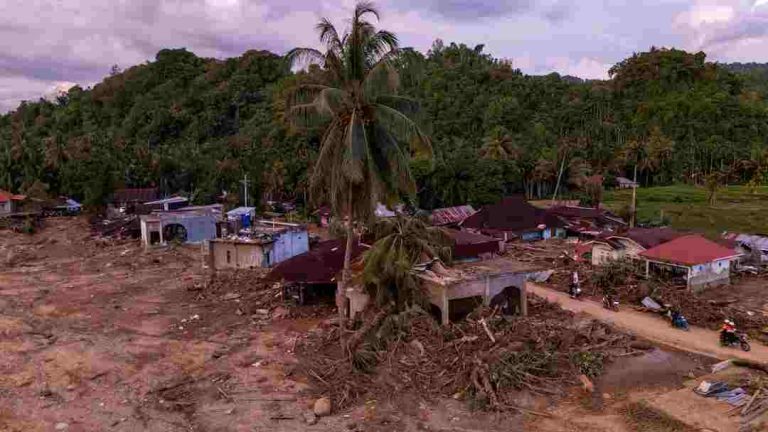 Southeast Asia Storm Deaths Near 800 As Scale Of Disaster Revealed A drone view of an area hit by deadly flash floods following heavy rains in Palembayan, Agam regency, West Sumatra province, Indonesia, December 1, 2025. REUTERS/Willy Kurniawan