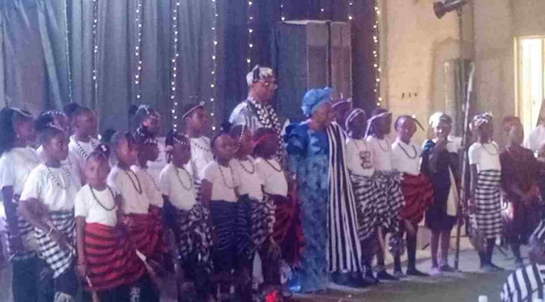 Tor Tiv Urges Parental Care As Vertex School Introduces Scholarships For Orphans The Tor Tiv in a group photograph with pupils in their traditional attires