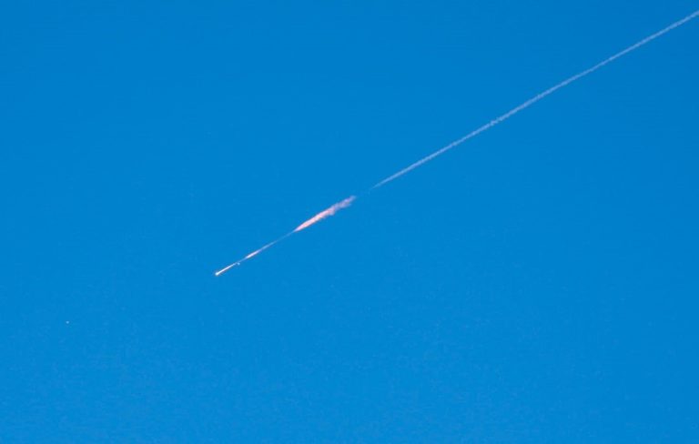 A projectile launched from Iran heads towards Israel
