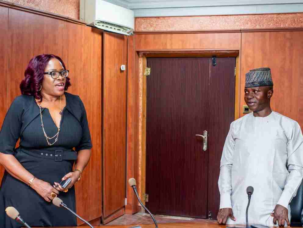 DBI Head of Special Duties, Viola Askia-Usoro and Plateau State Polytechnics Head of Delegation, Dr. Silas Titus during their visit to DBI.