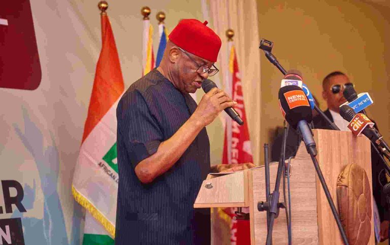 David Mark speaking at the opposition summit in Ibadan