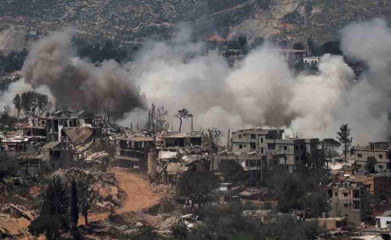 Smoke rises following explosions in southern Lebanon, near the Israel-Lebanon border, as seen from northern Israel, April 27, 2026. REUTERS-Shir Torem