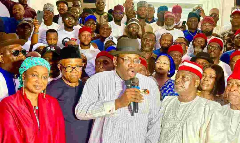 From left: Aisha Binani, Peter Obi, Seriake Dickson and Rabiu Kwankwaso at the meeting on Sunday.
