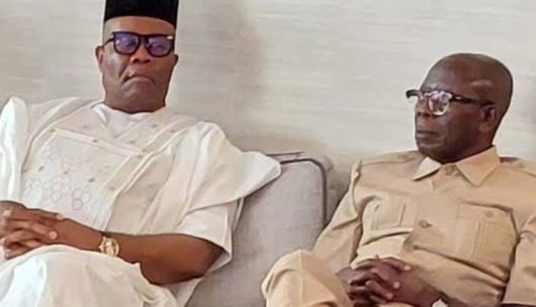 Senator Akpabio, left, and Senator Oshiomhole