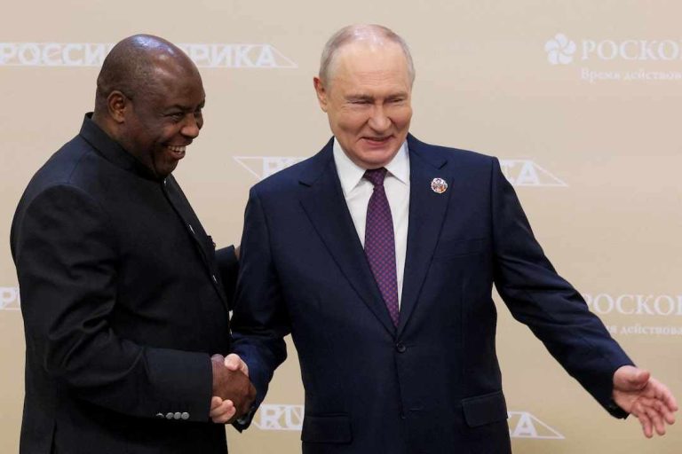 Putin Woos African Leaders, Says Russia a Better Partner Than ‘Colonial’ West Russian President Vladimir Putin shakes hands with Burundian President and Chairman-in-Office of the African Union Evariste Ndayishimiye during a welcoming ceremony for participants of the Russia-Africa Summit in Moscow, Russia, October 28, 2026. Sputnik/Gavriil Grigorov/Pool via REUTERS